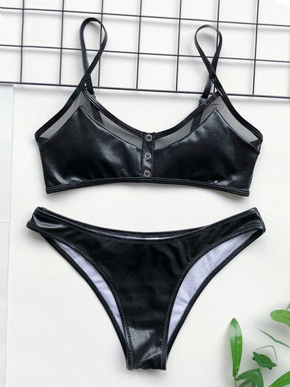 Split-Joint Mesh Yarn Split Type Bikini Swimsuit