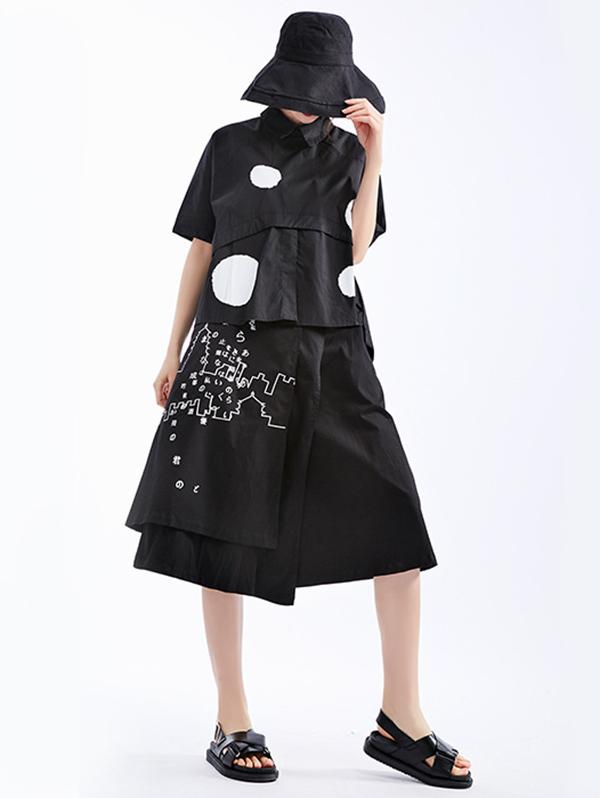 Loose Polka-dot Split-joint Shirt