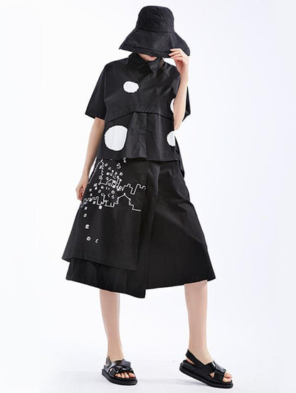 Loose Polka-dot Split-joint Shirt