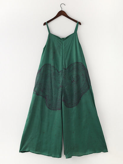 Stylish Printed Asymmetric Spaghetti-Neck Wide Leg Jumpsuits