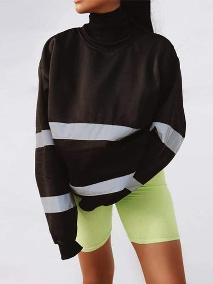 Reflective Striped Split-joint Sweatshirt