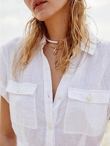 Double Pocketss Short Sleeve Mini Dress