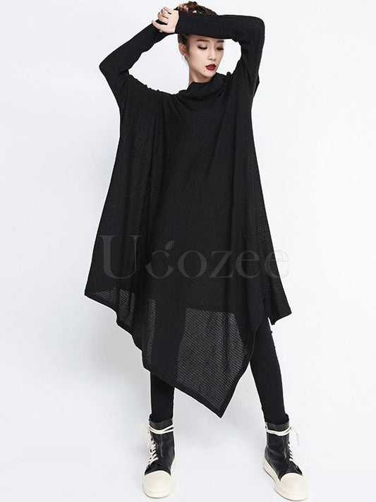 Loose Cropped Solid Goth Midi Dress