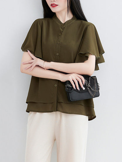Original 14 Colors Falbala Lapel Blouse Tops