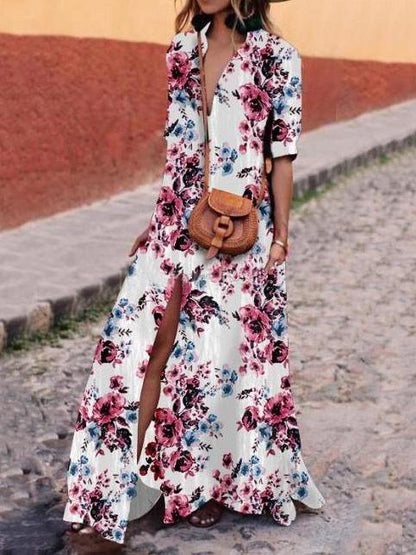 Floral Bohemia Shirt Maxi Dress