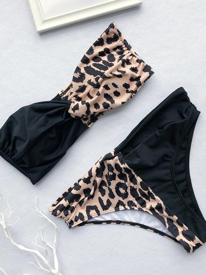 Contrast Ruched Bikini Set