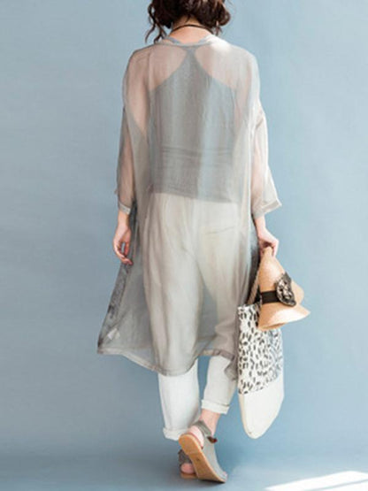 Summer Loose Silk Printed Maxi Dress