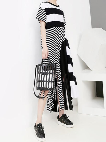Original Asymmetric Striped Dress