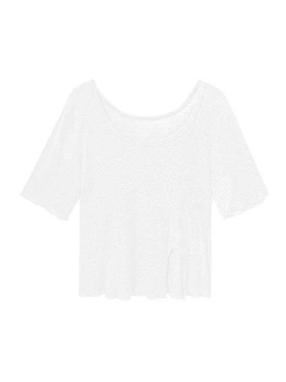 Casual Solid Color Split-Side Short Sleeves U-Neck Shirts