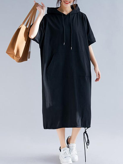 Oversize Solid Hooded Dress