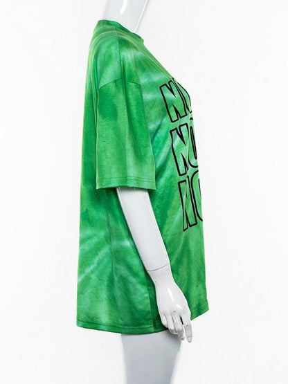 Fashion Printed Loose Solid T-shirt Top