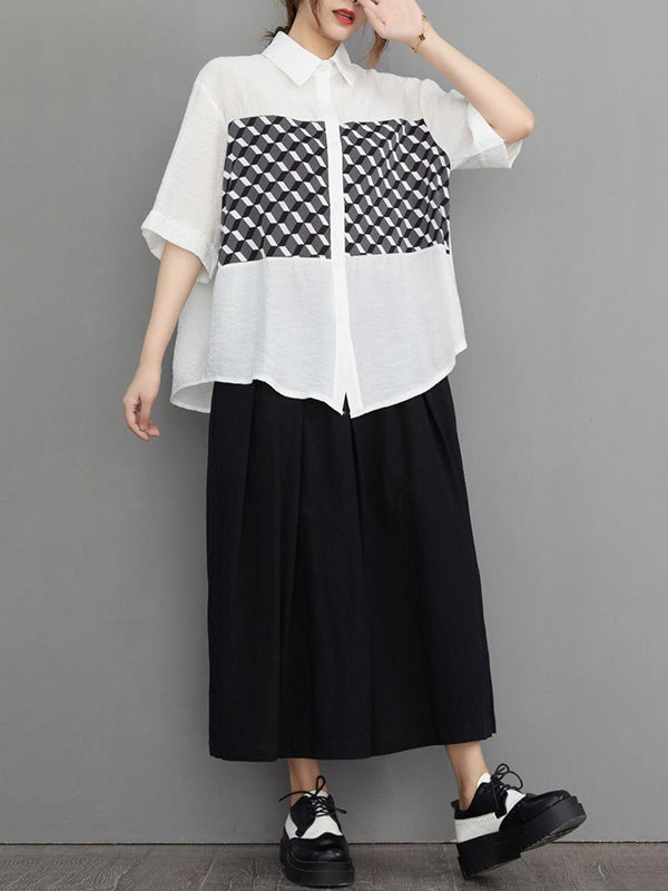 Original Contrast Color Printed Blouse