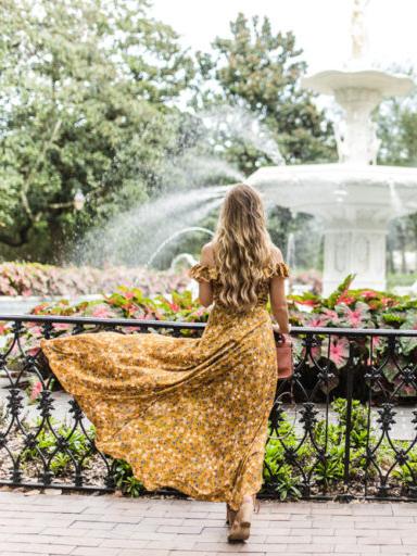 Spaghetti-neck Falbala Floral Maxi Dress