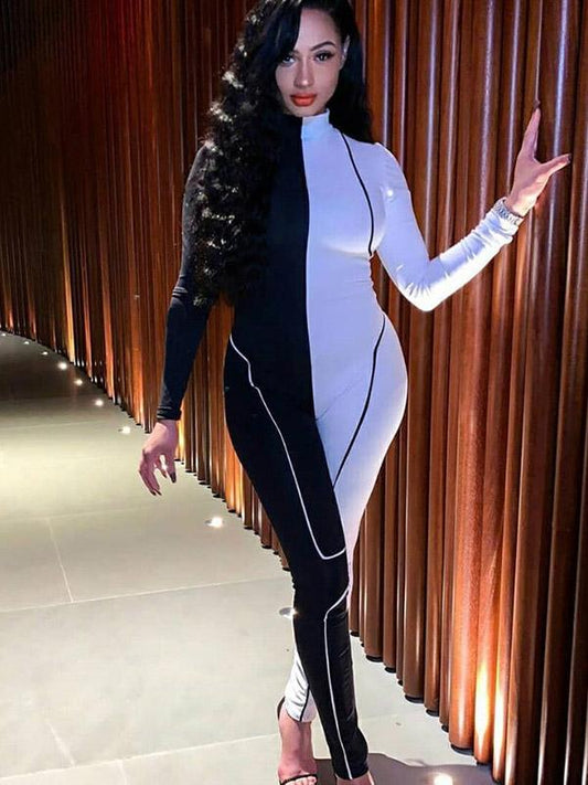 Two-Color Split-Joint Line Sports Yoga&Gym Jumpsuits