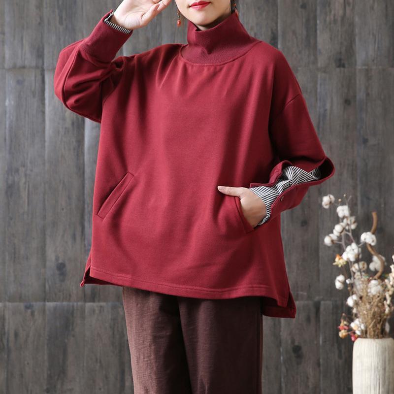 Autumn Cotton Patchwork Stripe Sleeve Casual Sweatshirt