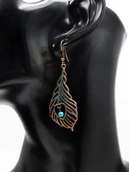 Leaf Pattern Alloy Earrings Accessories