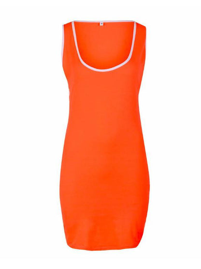 Solid Sports Sleeveless Waisted  Mini Dress