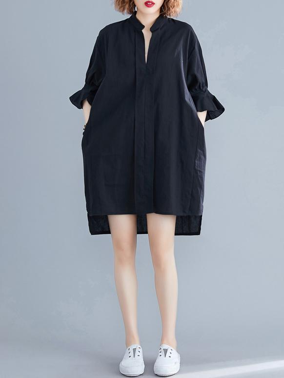 Casual V-neck Shirt Dress