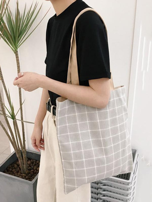 Simple Plaid Canvas Bag