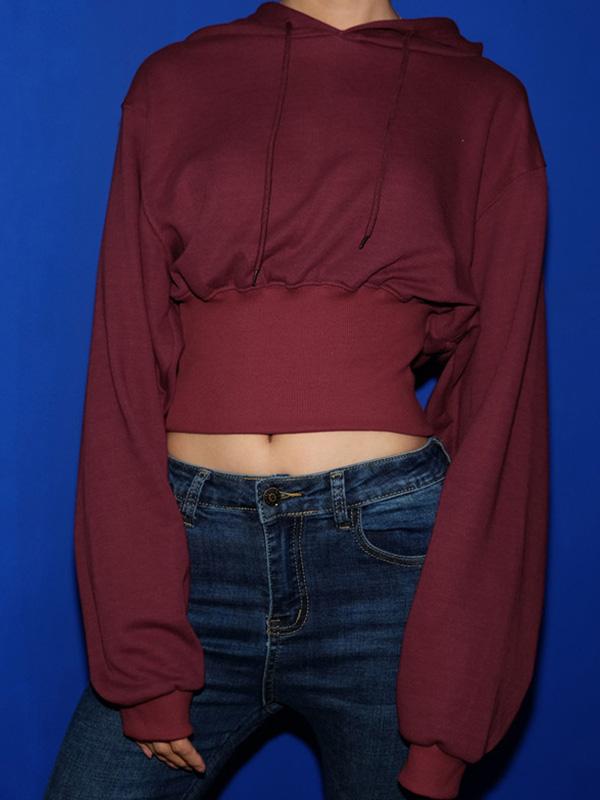 Casual Solid Loose Hoodies&Sweatshirt Tops