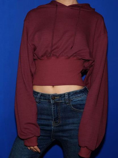 Casual Solid Loose Hoodies&Sweatshirt Tops