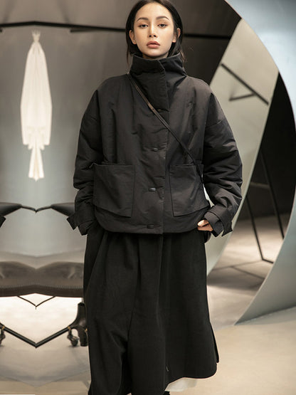 Casual Solid Stand Collar Coat