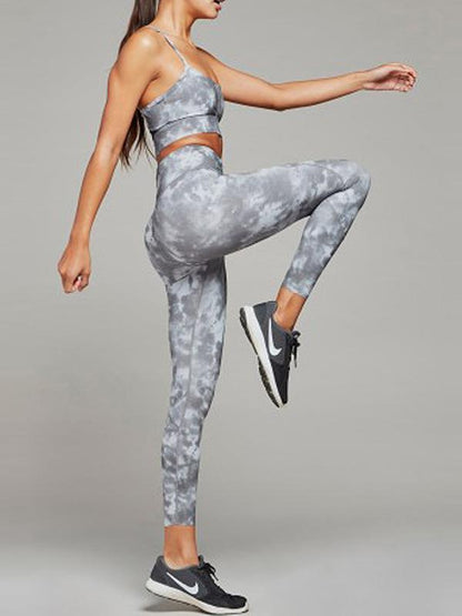Skin-tight Ink Print Yoga&Gym Suits