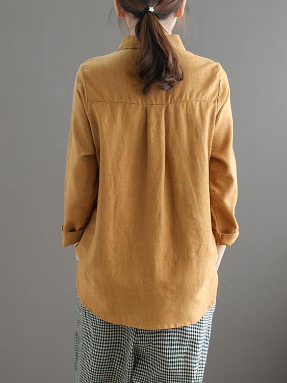 Embroidered Loose Cropped Shirt Top