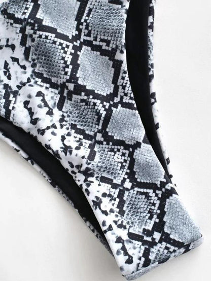 Snakeskin High Cut Bikinis Swimwear