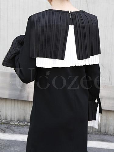 Retro Split-side Ruffled Pleated Long Dress