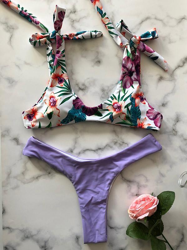 Plain Bottom Bikinis Swimwear