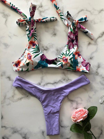 Plain Bottom Bikinis Swimwear