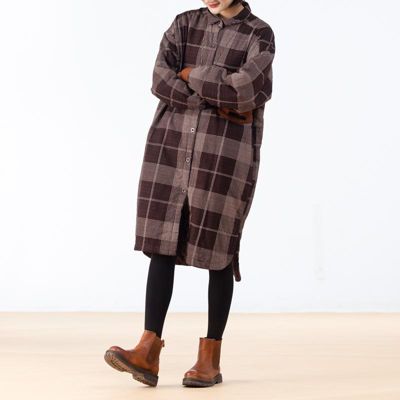Cotton Single Breasted Plaid Long Shirt