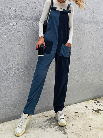 Original Split-Joint Contrast Color Jumpsuits