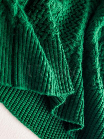 Vintage Loose V-neck Lantern Sleeves Sweater