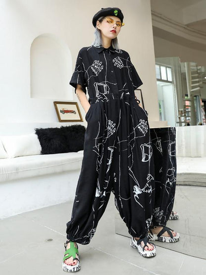 Hip-hop Light Printed Jumpsuit