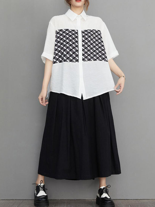 Original Contrast Color Printed Blouse