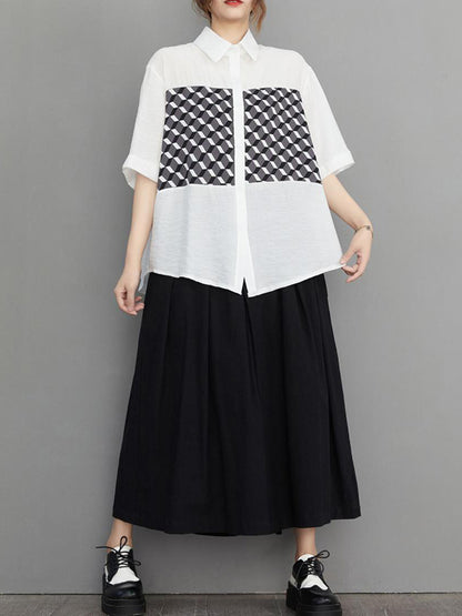 Original Contrast Color Printed Blouse