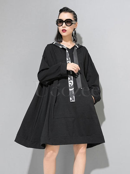 Casual Split-joint Hoodie Goth Sweatshirt Dress