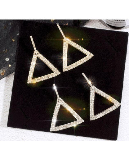 S925 silver pin earrings personalized geometric triangle diamond earrings
