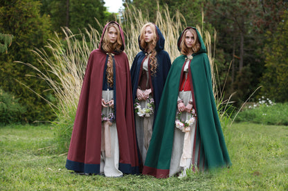 Classical Medieval Hooded Cape Cloak Coat