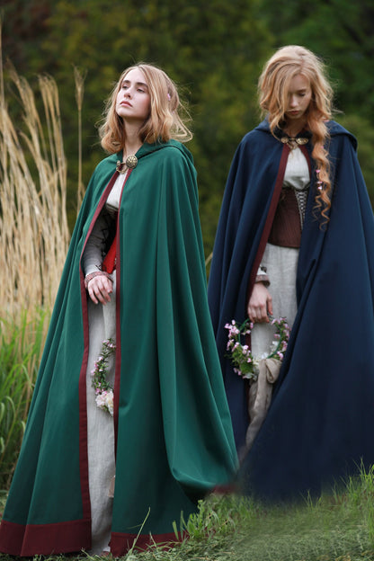 Classical Medieval Hooded Cape Cloak Coat