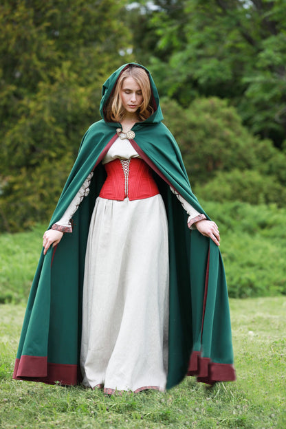 Classical Medieval Hooded Cape Cloak Coat