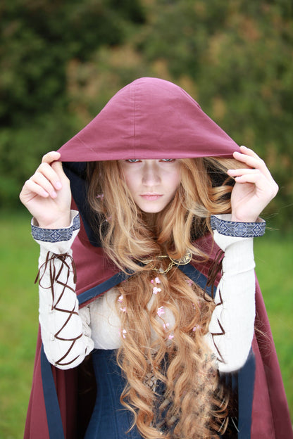 Classical Medieval Hooded Cape Cloak Coat