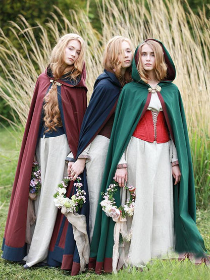 Classical Medieval Hooded Cape Cloak Coat