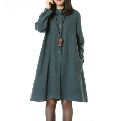 Custom made Cotton linen long sleeve dress