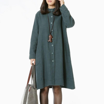 Custom made Cotton linen long sleeve dress
