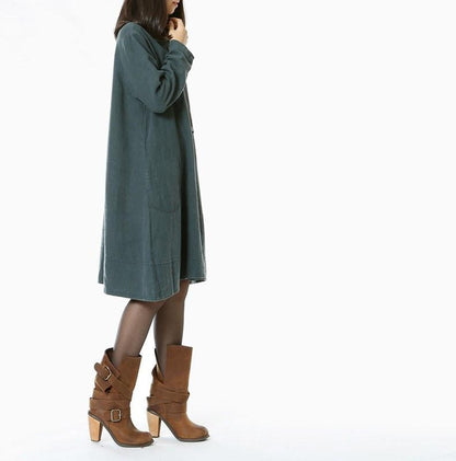 Custom made Cotton linen long sleeve dress