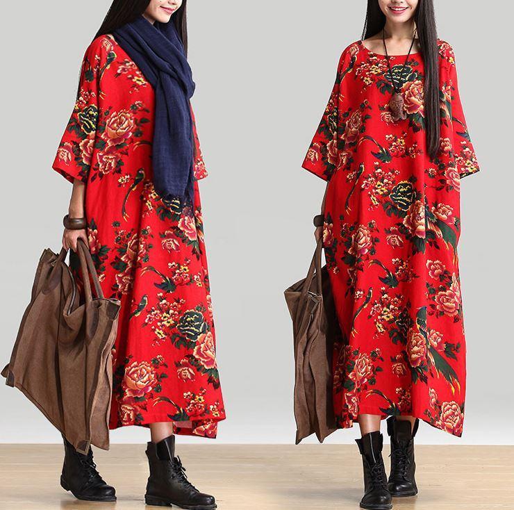 Cotton Linen Loose Fitting Long Maxi Dress Short Sleeve Summer Dresses