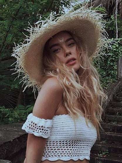 Sexy Two-Pieces Knitting Off Shoulder Bikini Swimwear